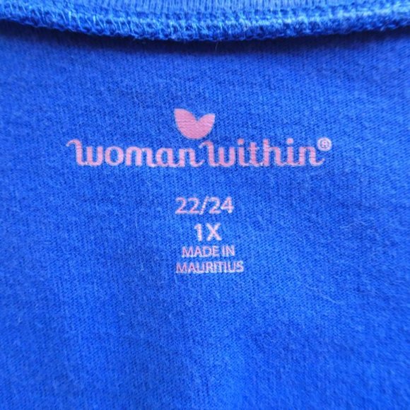Woman Within Blue V Neck Tee Shirt Size 1X - Picture 7 of 8